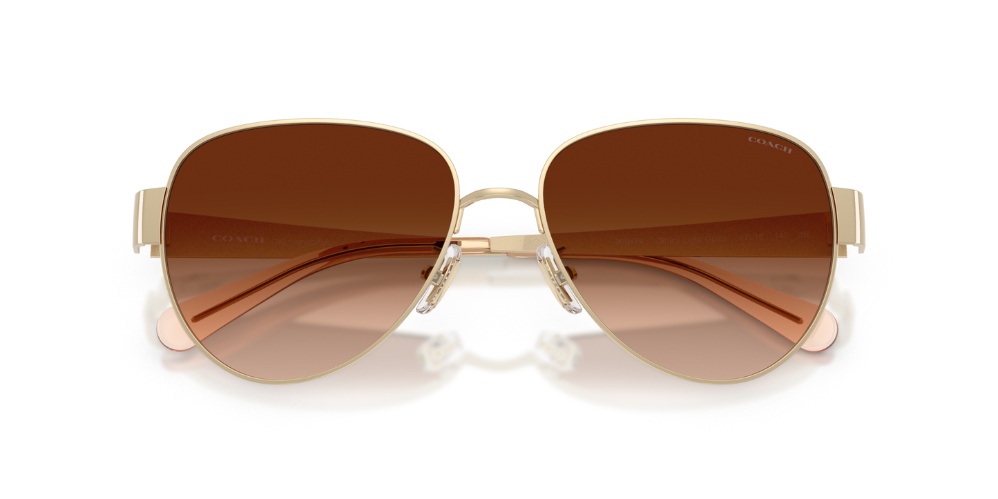 Coach HC7186 CDP37 Pilot Sunglasses - Shiny Silver