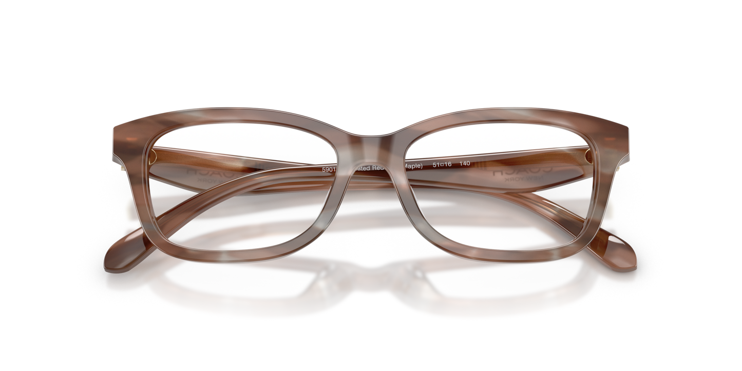 Coach HC6275U Rectangle Eyeglasses - Striated Maple Blueberry