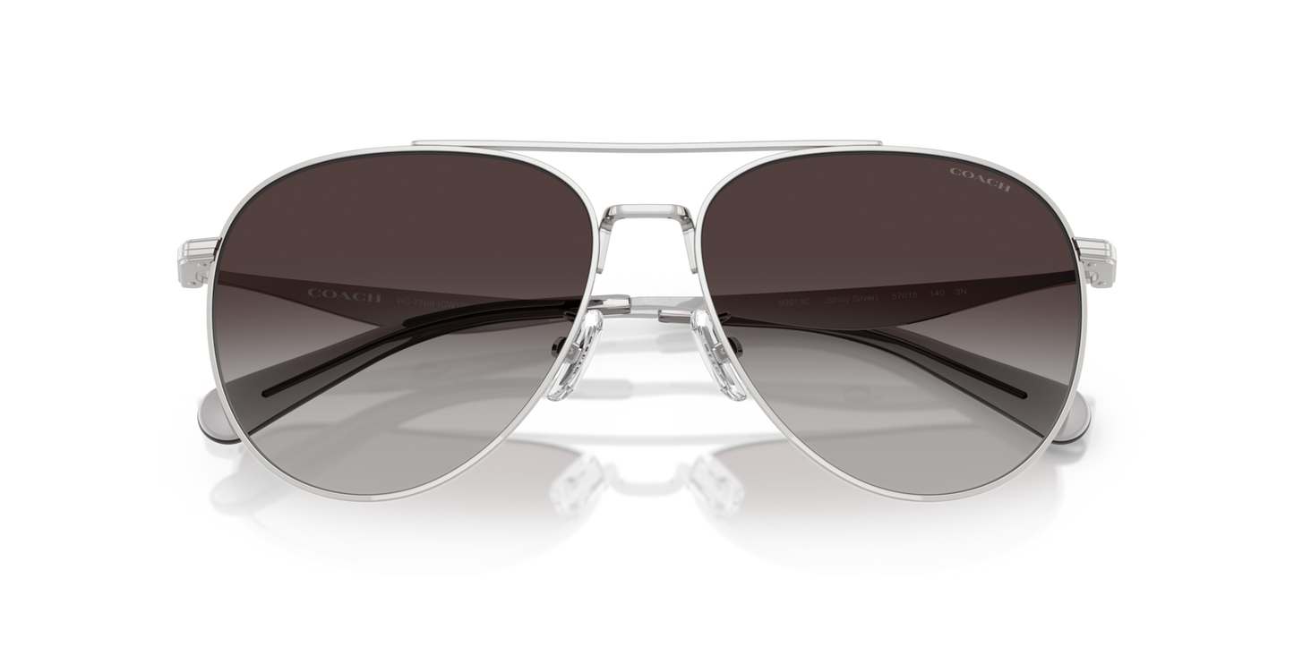 Coach HC7169 CW193 Pilot Sunglasses - Shiny Silver