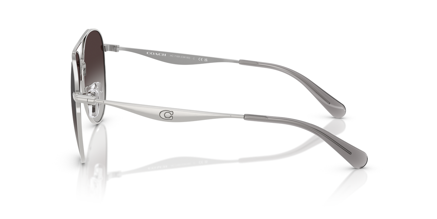 Coach HC7169 CW193 Pilot Sunglasses - Shiny Silver