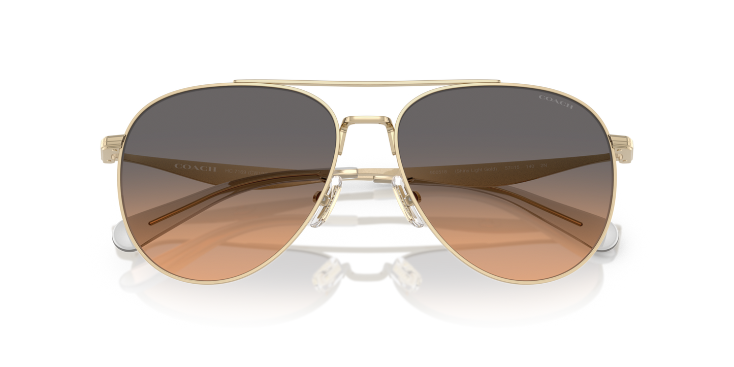 Coach HC7169 CW193 Pilot Sunglasses - Shiny Light Gold