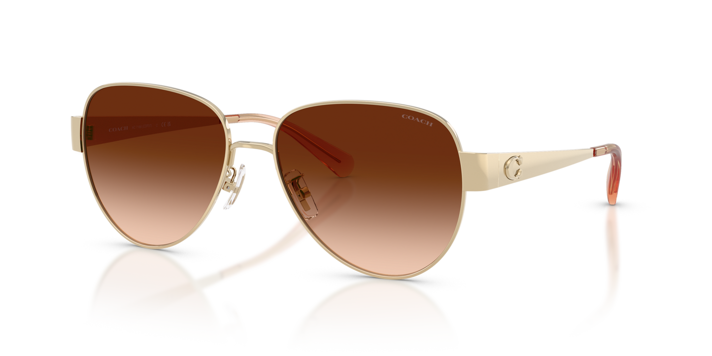 Coach HC7186 CDP37 Pilot Sunglasses - Shiny Light Gold