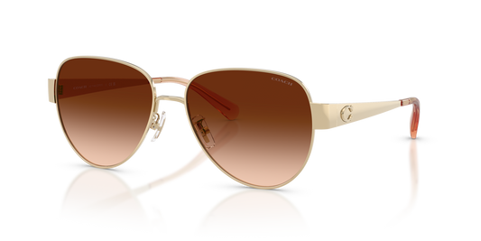 Coach HC7186 CDP37 Pilot Sunglasses - Shiny Light Gold