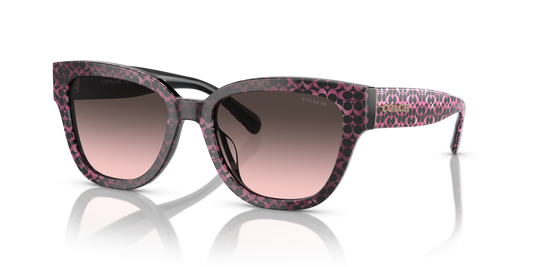 Coach HC8379U CL920 Butterfly Sunglasses - Ruby Pearl Signature C