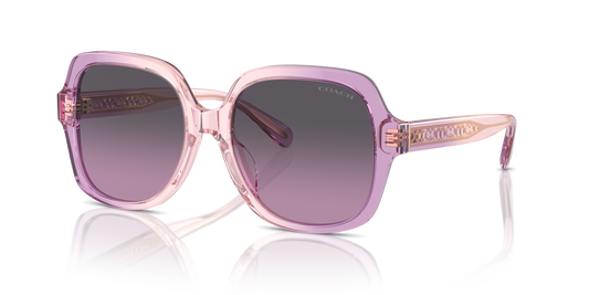 Coach HC8395U CR614 Square Sunglasses - Amethyst Pink Gradient