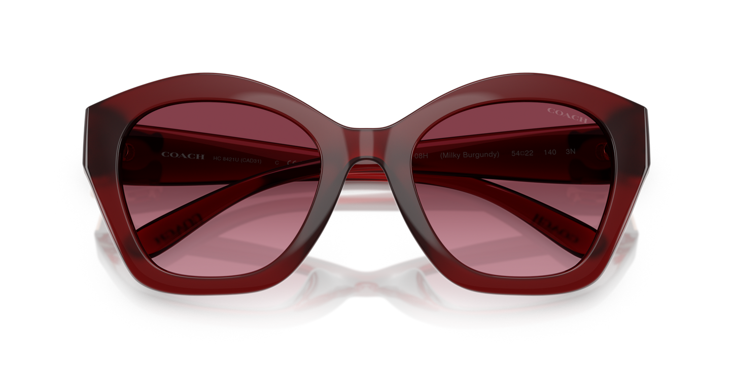 Coach HC8421U CAD31 Geometric Sunglasses - Milky Burgundy