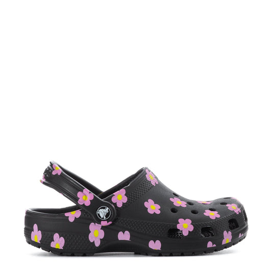 Crocs Kids' Floral Classic Clog - Black / Pink